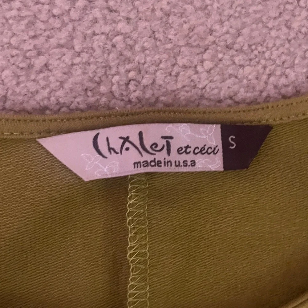 Chalet et Ceci Women's Colorblock‎ Crew Neck Dress Olive Lagenlook- Size S